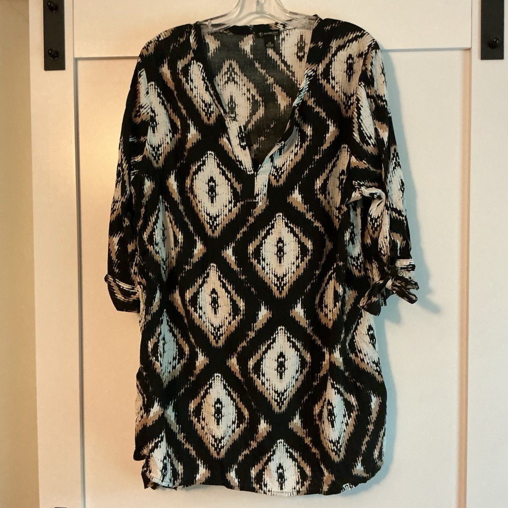 New Directions Womens Tunic Top Size 2X Career Casual Boho 3/4 Sleeve Made USA